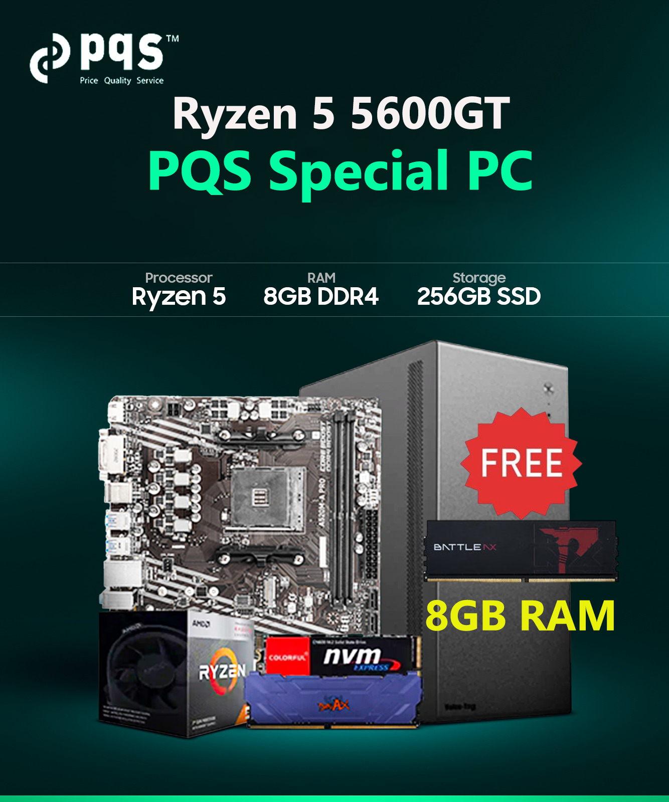 AMD RYZEN 5 5600GT 8GB RAM 256GB SSD Desktop PC